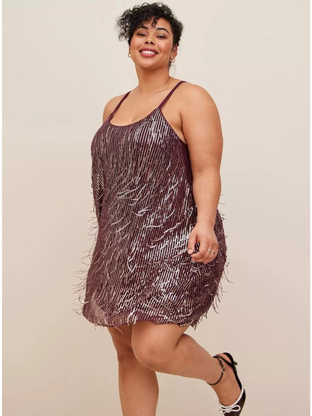 Torrid Burgundy Sequin Fringe Sleeveless Party Dress Size 3